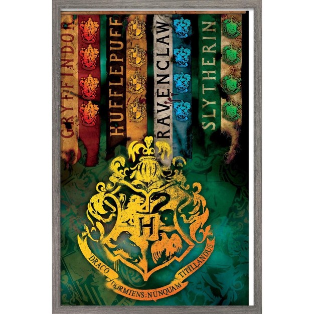 Trends International The Wizarding World Harry Potter House Crests Framed Wall Poster Prints