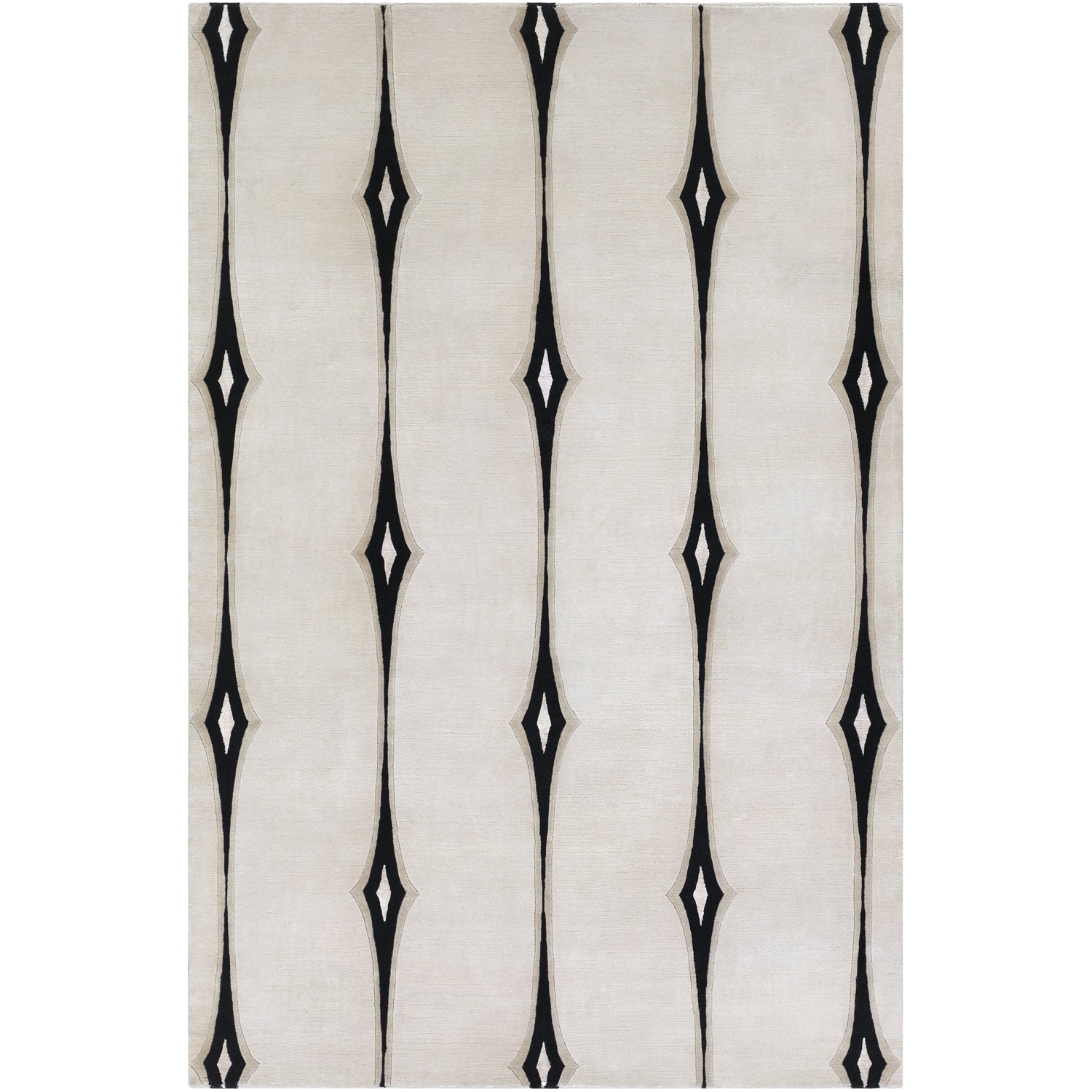 Luminous Collection Wool Area Rug in Jet Black and Khaki design by Candice Olson