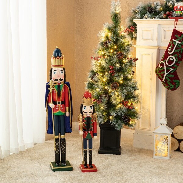 Glitzhome 36inch Wooden Christmas King/Drummer Nutcracker