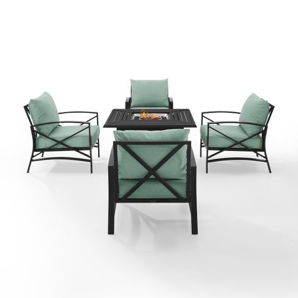 Kaplan 5Pc Outdoor Metal Conversation Set W/Fire Table