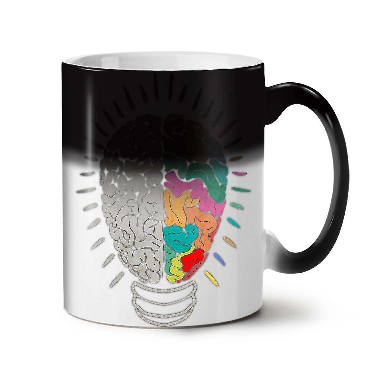 Creative Brain Bulb NEW Black Colour Changing Tea Coffee Ceramic Mug 11 oz | Wellcoda