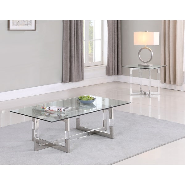 Somette Clear Glass and Acrylic Lamp Table - Lamp Table