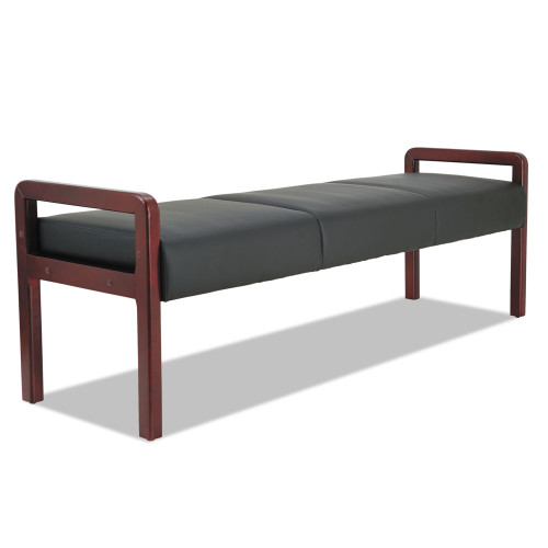 Alera Reception Lounge WL Series Bench， Three-Seater， 65.75w x 22.25d x 22.88h， Black/Mahogany (RL2419M)