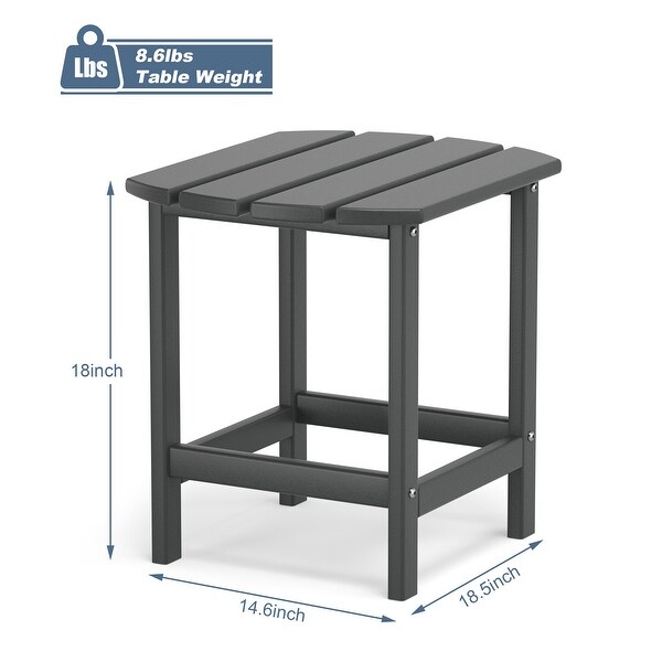 Adirondack Outdoor Side Table，HDPE Plastic End Tables for Patio，Backyard，Pool，Easy Maintenance Weather Resistant