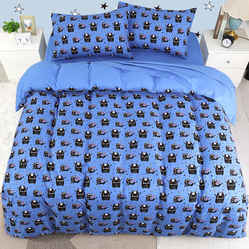 Polyester Microfiber 5 Piece Kids Bedding Set Small Cartoon Pattern Twin