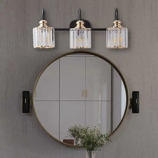 3 Lights Modern Wall Mounted Bathroom Over Mirror Light With Glass Lampshade - 23.13