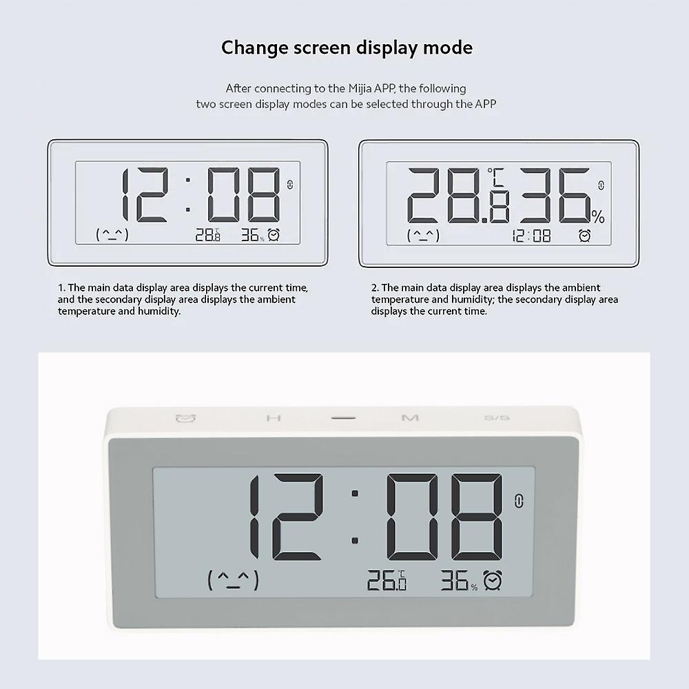 Miaomiaoce Thermometer Hygrometer Accurate Indoor Temperature Humidity Sensor With Clock Lcd Bt Temp Humidity Monitor With Data Storage In App For Hom