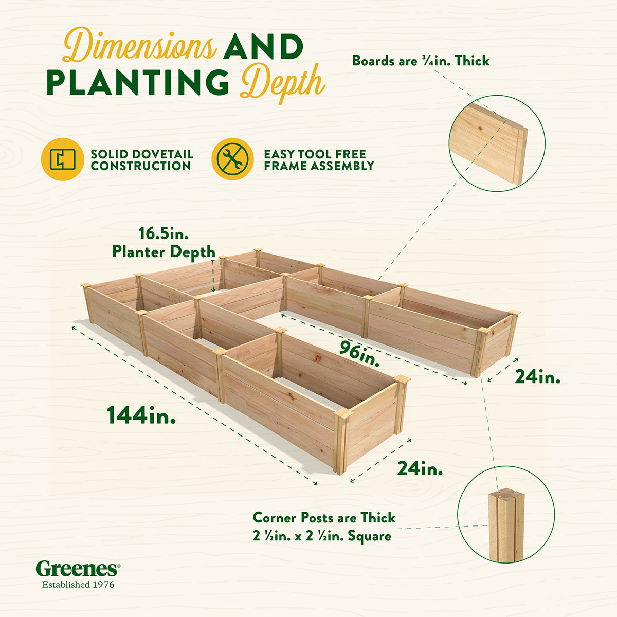 Greenes Fence 144" x 96" x 16.5" Beige Cedar Raised Garden Kits