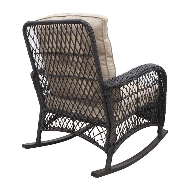 3 Pieces Outdoor Wicker Conversation Set with Glass Top Side Table