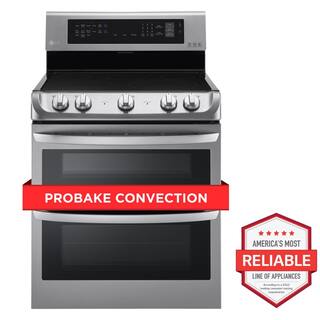 LG 7.3 cu. ft. Double Oven Electric Range with ProBake Convection Self Clean and EasyClean in Stainless Steel LDE4413ST