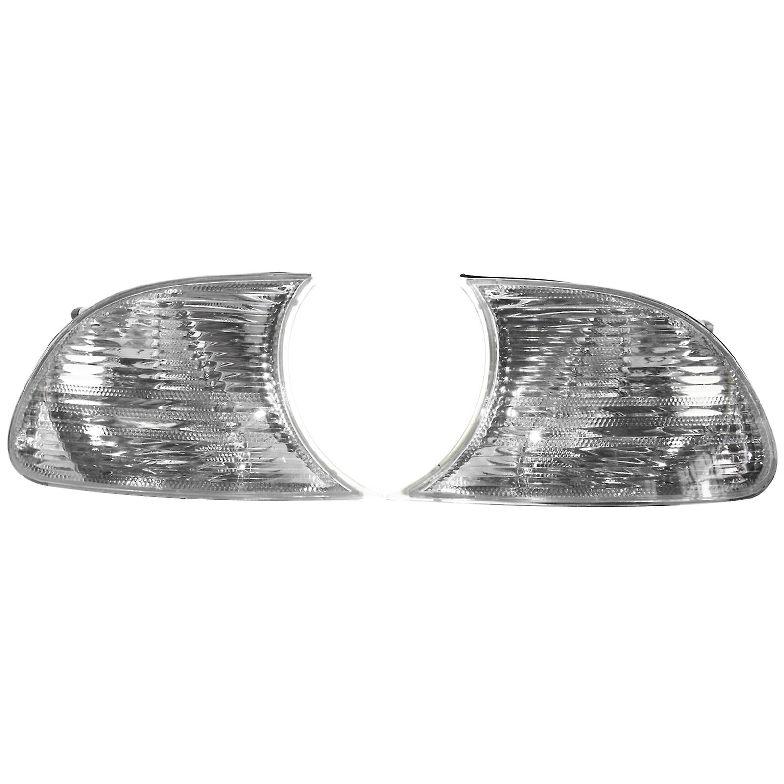 White 1 Pair Corner Lights Clear Lens White 63126904307 63126904308 Left and Right Replacement For Bmw 3 Series E46 1998-2001