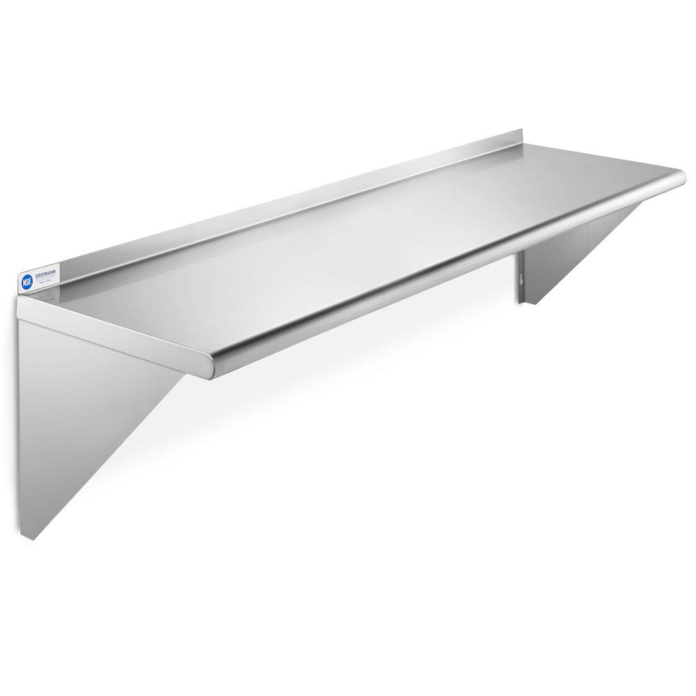 GRIDMANN 14 in. x 48 in. x 18.5 in. Stainless Steel Wall-Mount Garage Wall Shelf with Brackets GR45-SH1448.