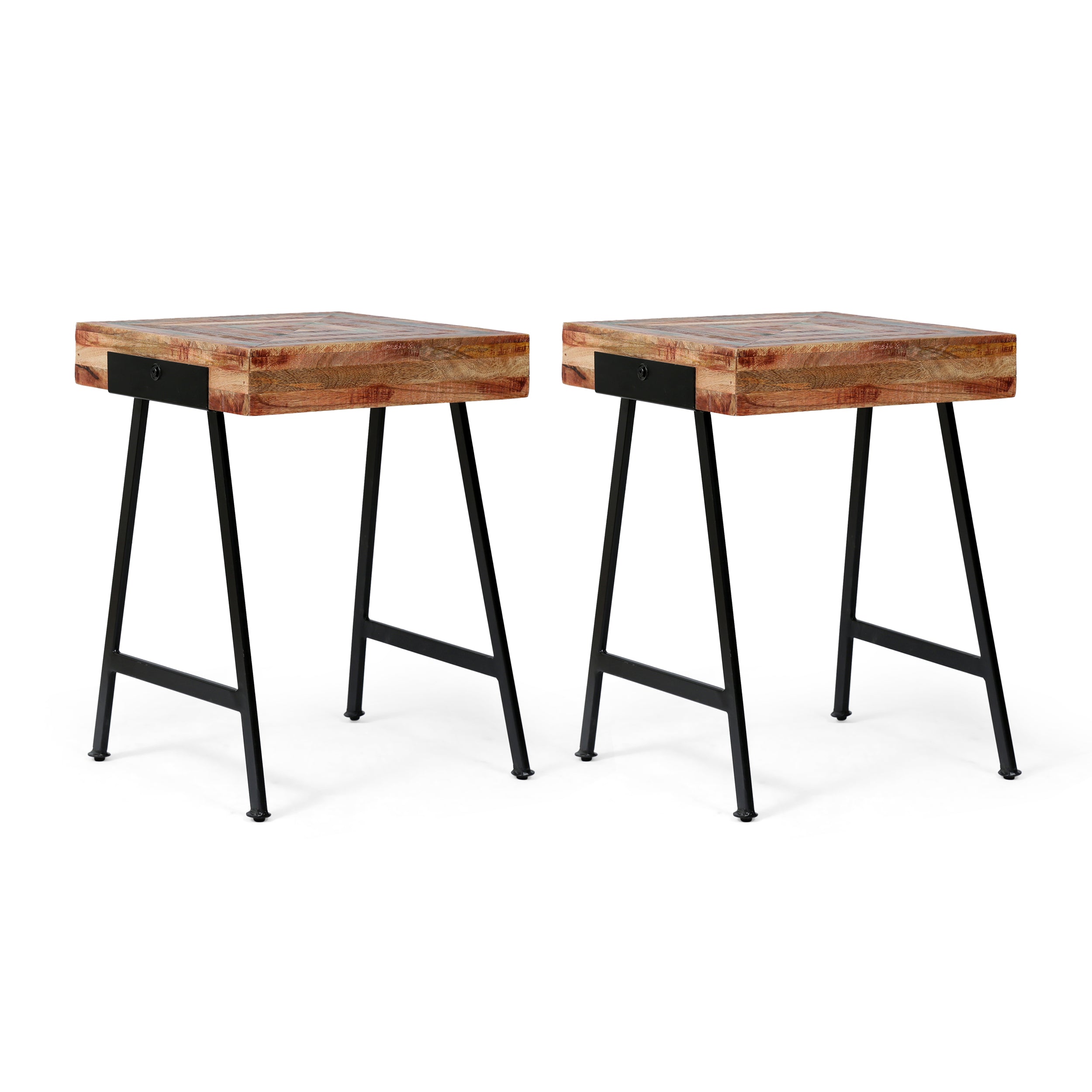 Rosewood Handcrafted Boho Mango Wood End Table (Set of 2)