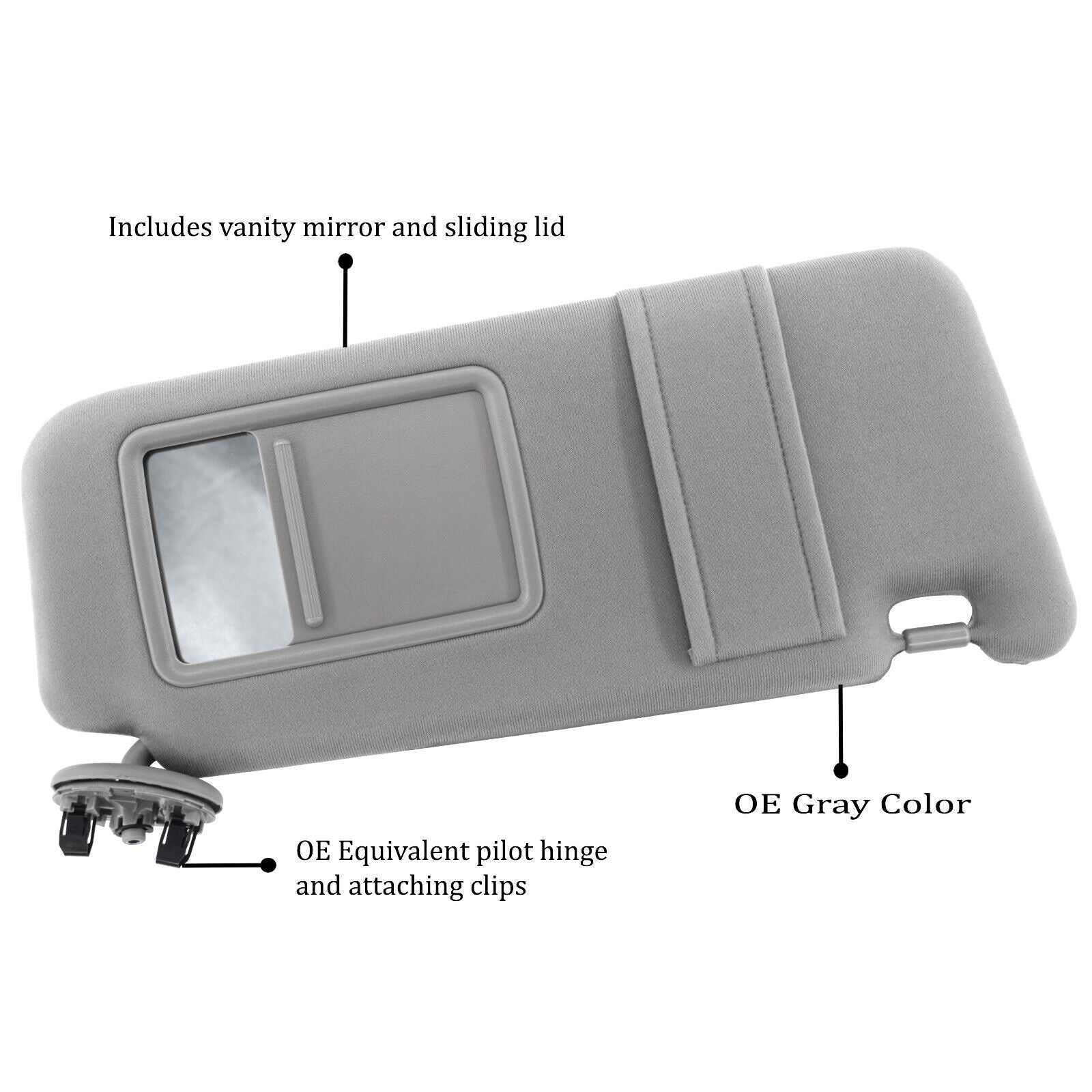 Sun Visor For Toyota Camry 2007-2011 Gray Right Passenger Side Sun Visor Without Sunroof