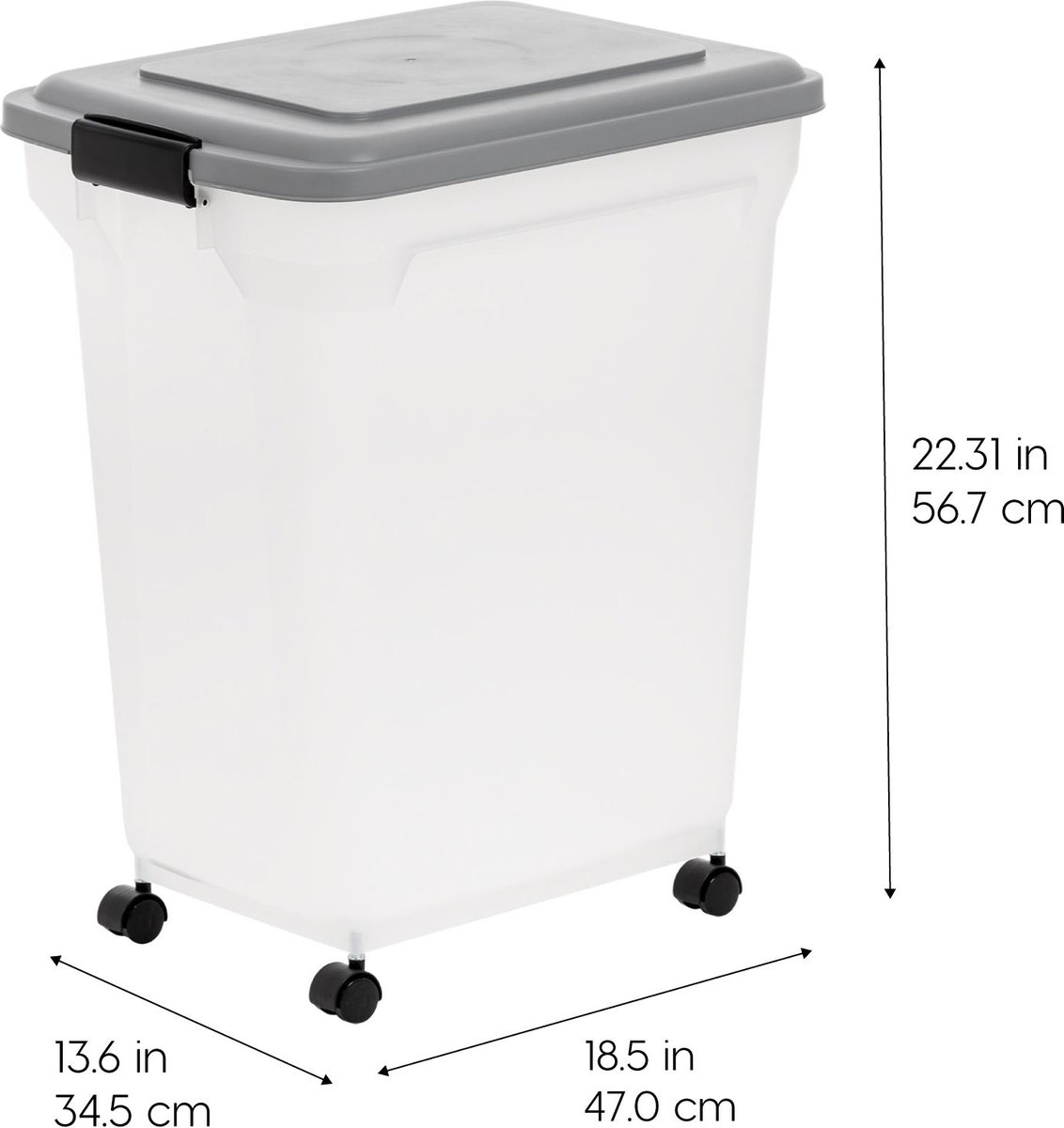 IRIS Airtight Cat， Dog and Bird Food Storage Container with Attachable Casters