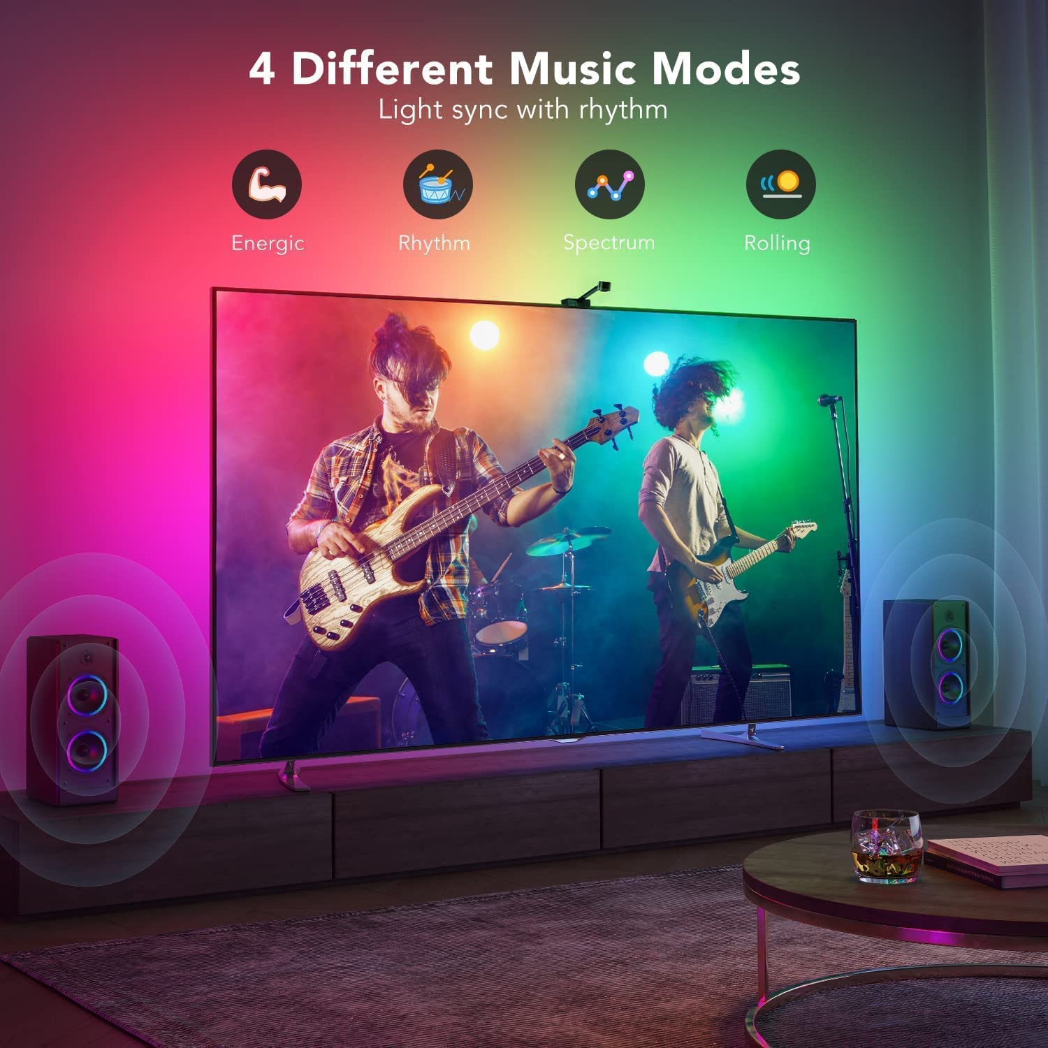 Govee Envisual TV LED Backlights with Camera， DreamView T1 RGBIC Wi-Fi TV Backlights for 55-65 inch TVs PC， Works with Alexa and Google Assistant， App Control， Music Sync TV Lights， Adapter， H6199