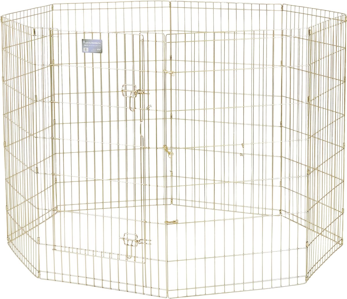 MidWest Wire Dog Exercise Pen with Step-Thru Door， Gold Zinc