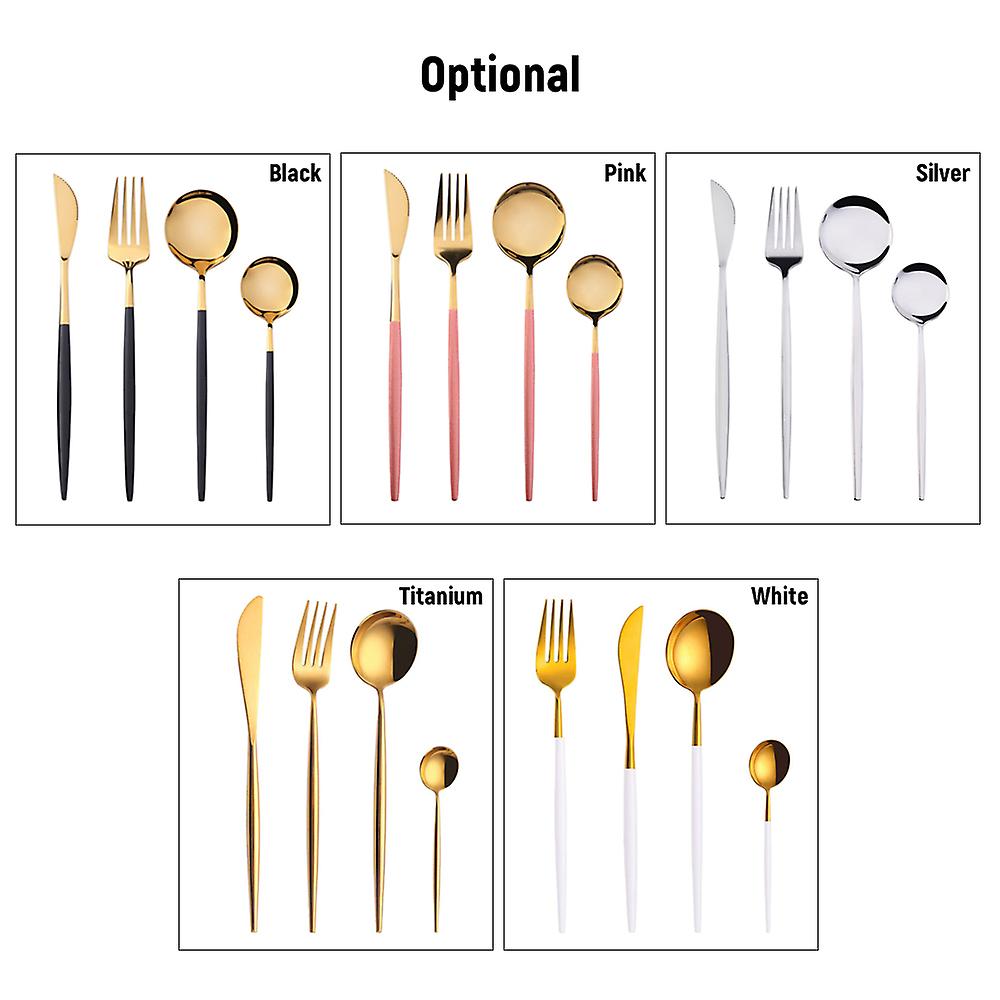 Stainless Steel Cutlery Set 4-piece Mirror Polished Flatware Reusable Utensils Kitchen Tableware Include Knife Fork Spoon For Home Hotel Wedding Festi