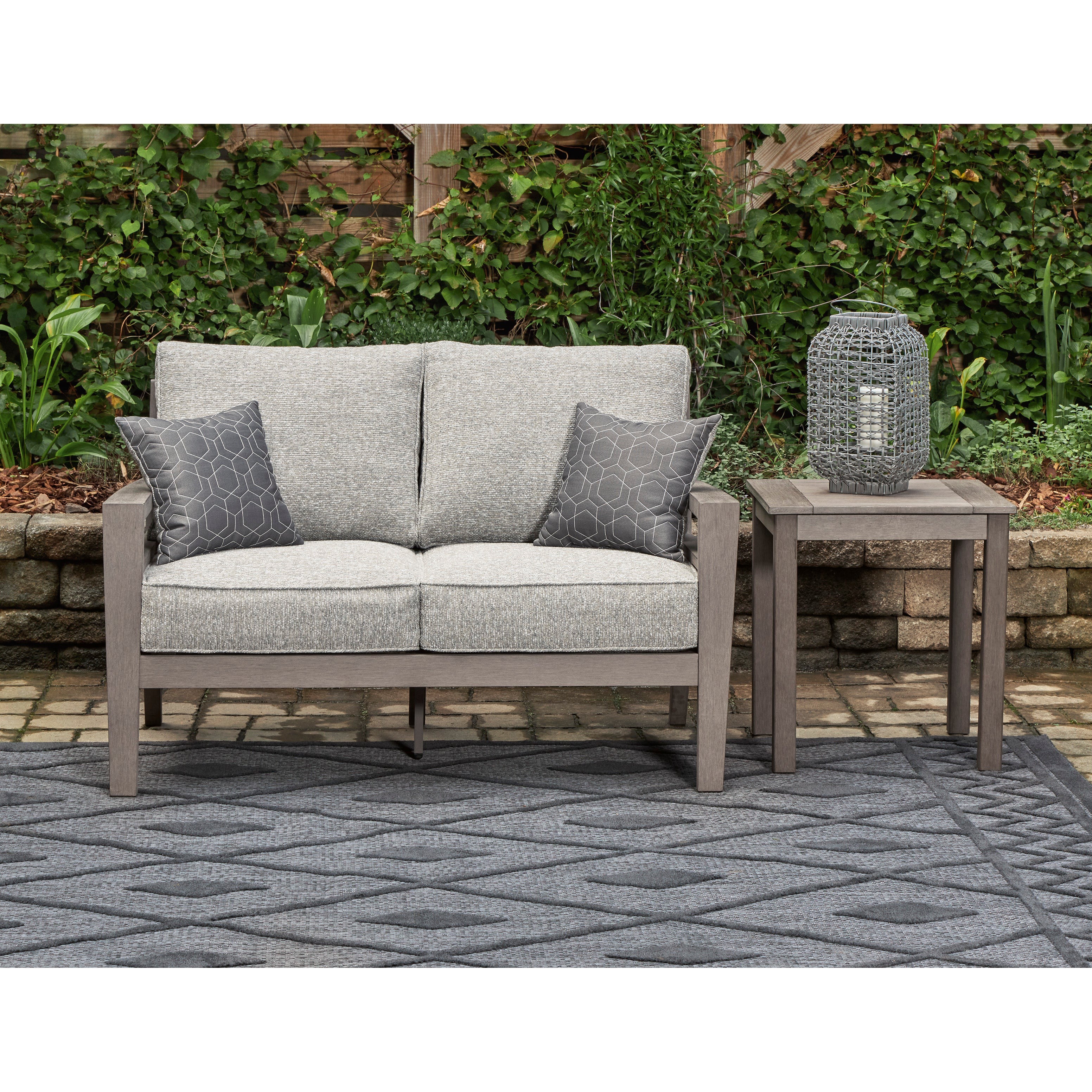 Poly Teak Taupe Outdoor Loveseat