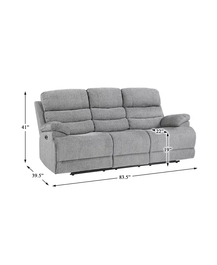 Homelegance White Label Cruz Power 84 Double Reclining Sofa with Power Headrests and USB Port