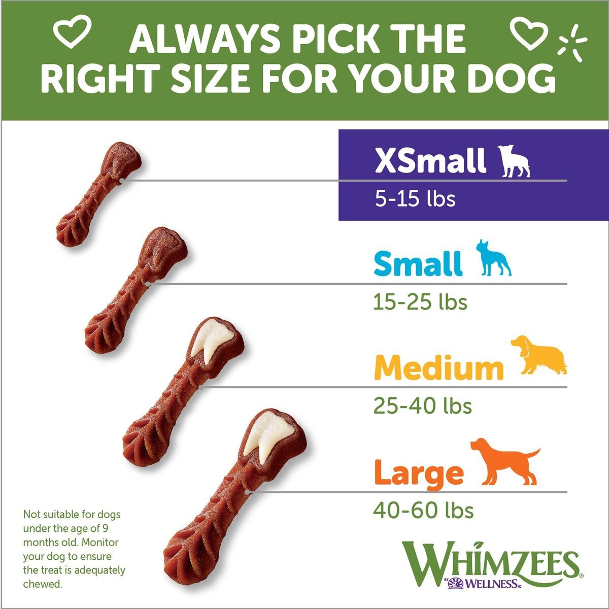 WHIMZEES Brushzees Daily Grain-Free X-Small Dental Dog Treats， 28 count