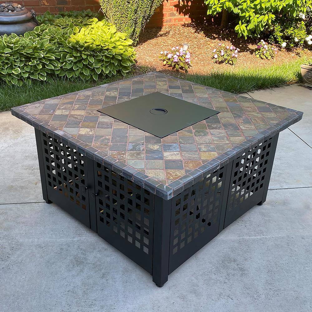 Endless Summer The Elizabeth 42 in. W x 22.5 in. H Square TileMarble Mantel LP Gas Outdoor Fire Pit GAD15286G