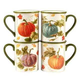 Certified International Autumn Harvest 5.25 in. 16 oz. Multicolored Earthenware Mug (Set of 4) 37242SET4