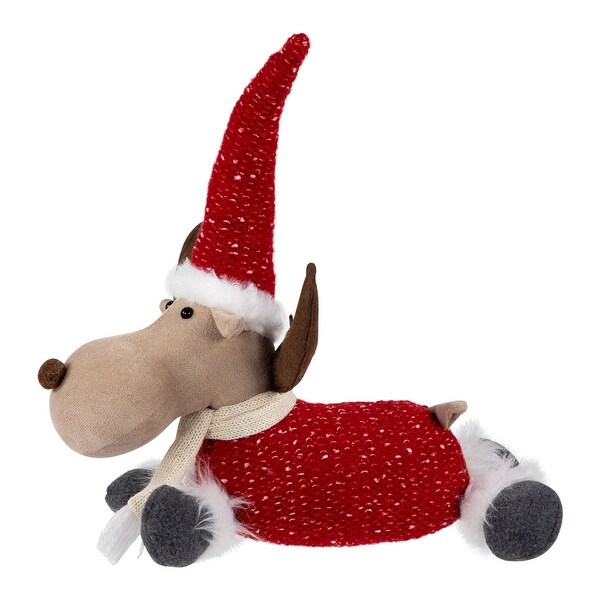 Laying Plush Moose Christmas Figure