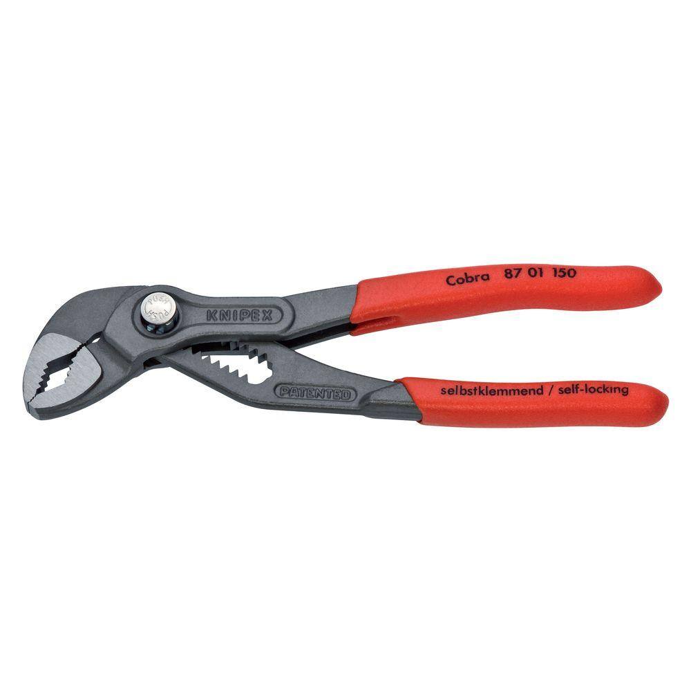 KNIPEX Heavy Duty Forged Steel 6 in. Mini Cobra Pliers with 61 HRC Teeth 87 01 150