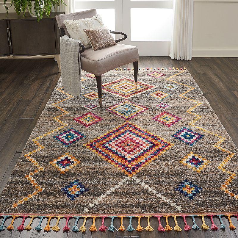 Nourison Moroccan Geometric Tassel Rug