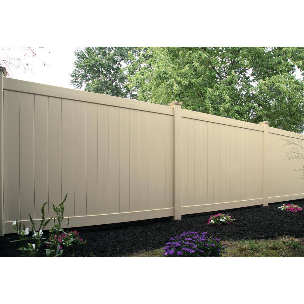 Barrette Outdoor Living Bryce 6 ft. H x 8 ft. W Sand Vinyl Un-Assembled Fence Panel 73014728