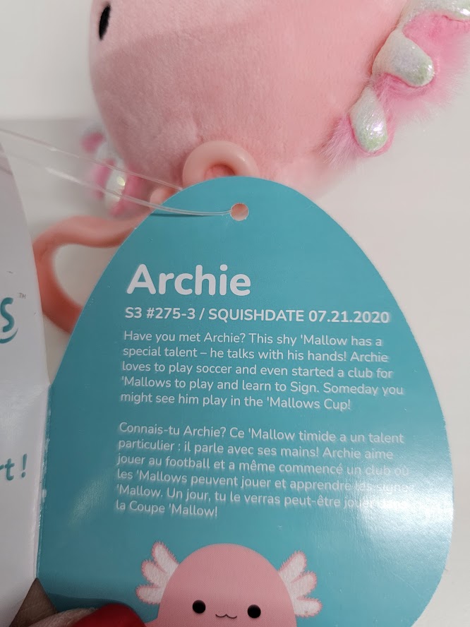 Squishmallows Official Kellytoys 3.5 Inch Archie the Pink Axolotl Clip-On New Version Plush Stuffed Toy