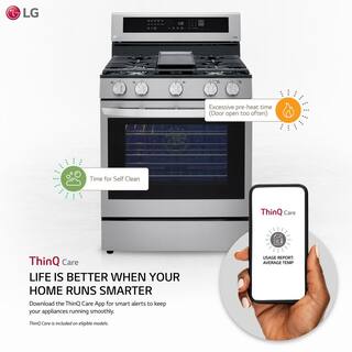 LG 5.8 cu. ft. Smart Wi-Fi Enabled True Convection InstaView Gas Range Oven with Air Fry in Printproof Stainless Steel LRGL5825F