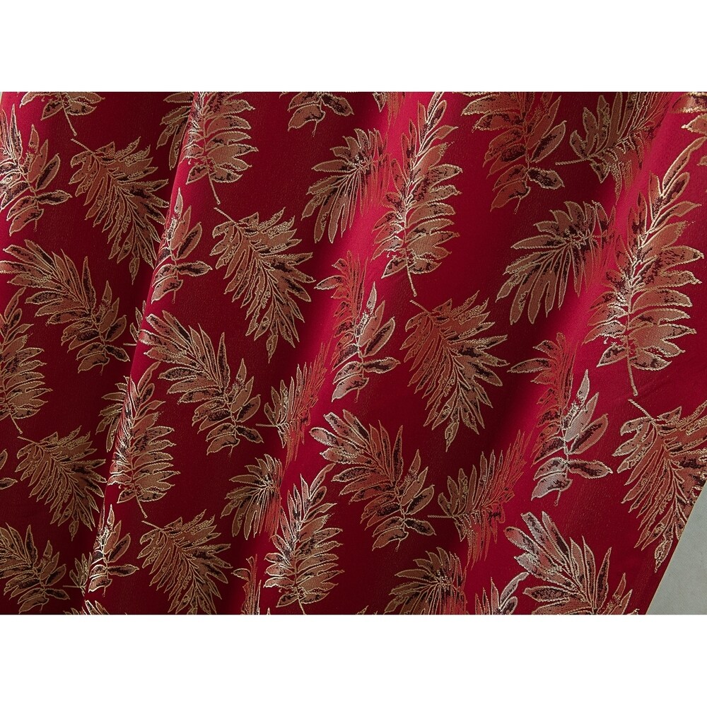 Gracewood Hollow Bao Textured Floral Jacquard Single Rod Pocket Curtain Panel w/ Attached 18 inch Valance   54 x 84 in.