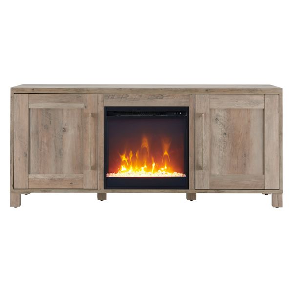 Chabot Rectangular TV Stand with Crystal Fireplace for TV's up to 65