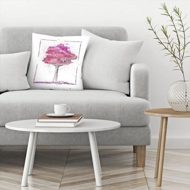 Purple Watercolor Tree By Tanya Shumkina Throw Pillow Americanflat Minimalist Botanical