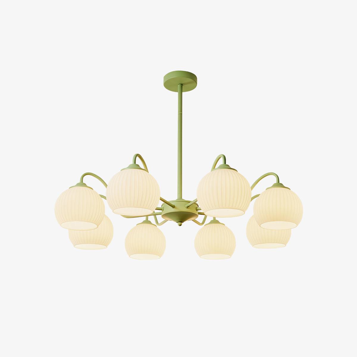 Ribbed Glass Matcha Chandelier