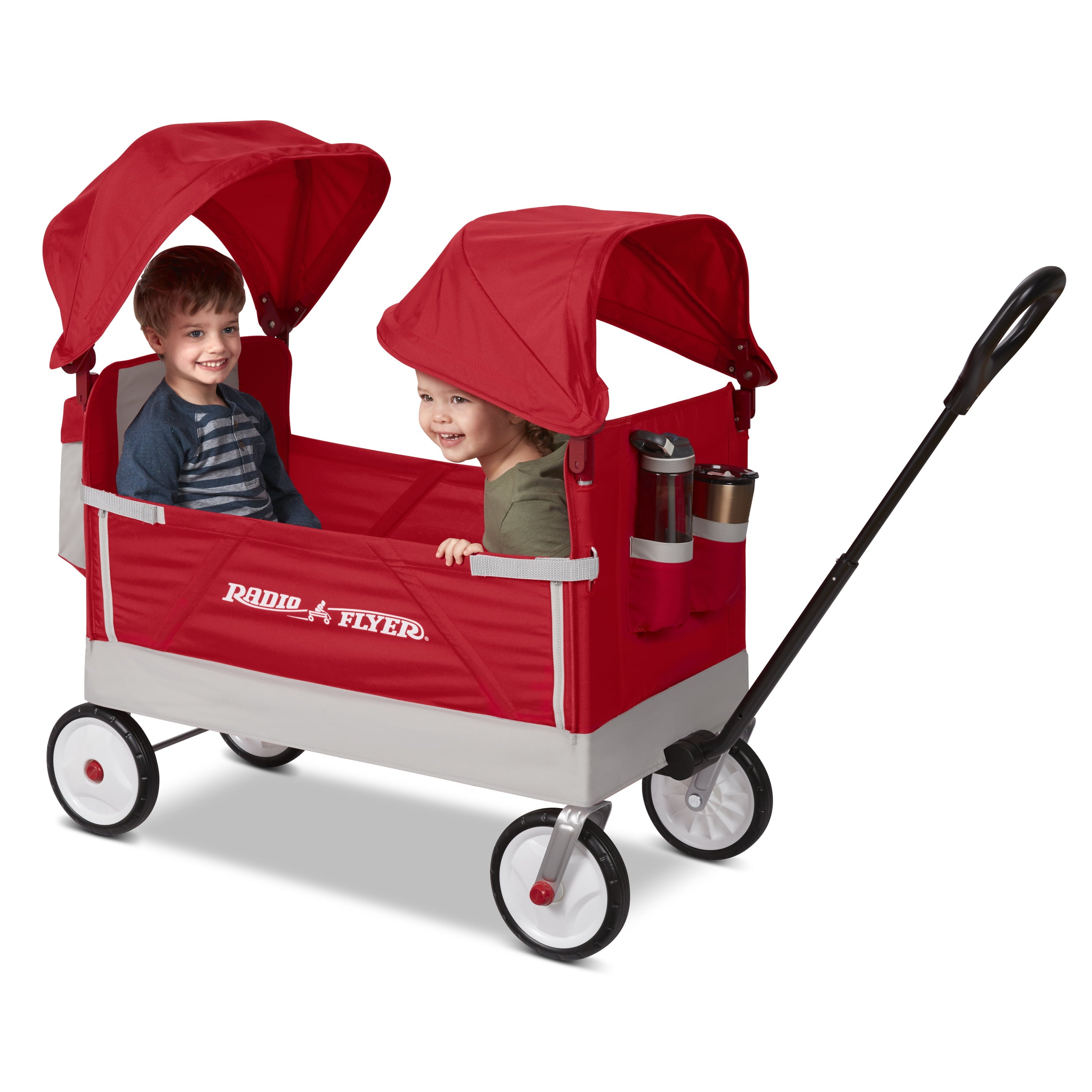 Radio Flyer, Dual Canopy Family Wagon, Adjustable Canopies with Storage Bag, Ages 1.5+ years