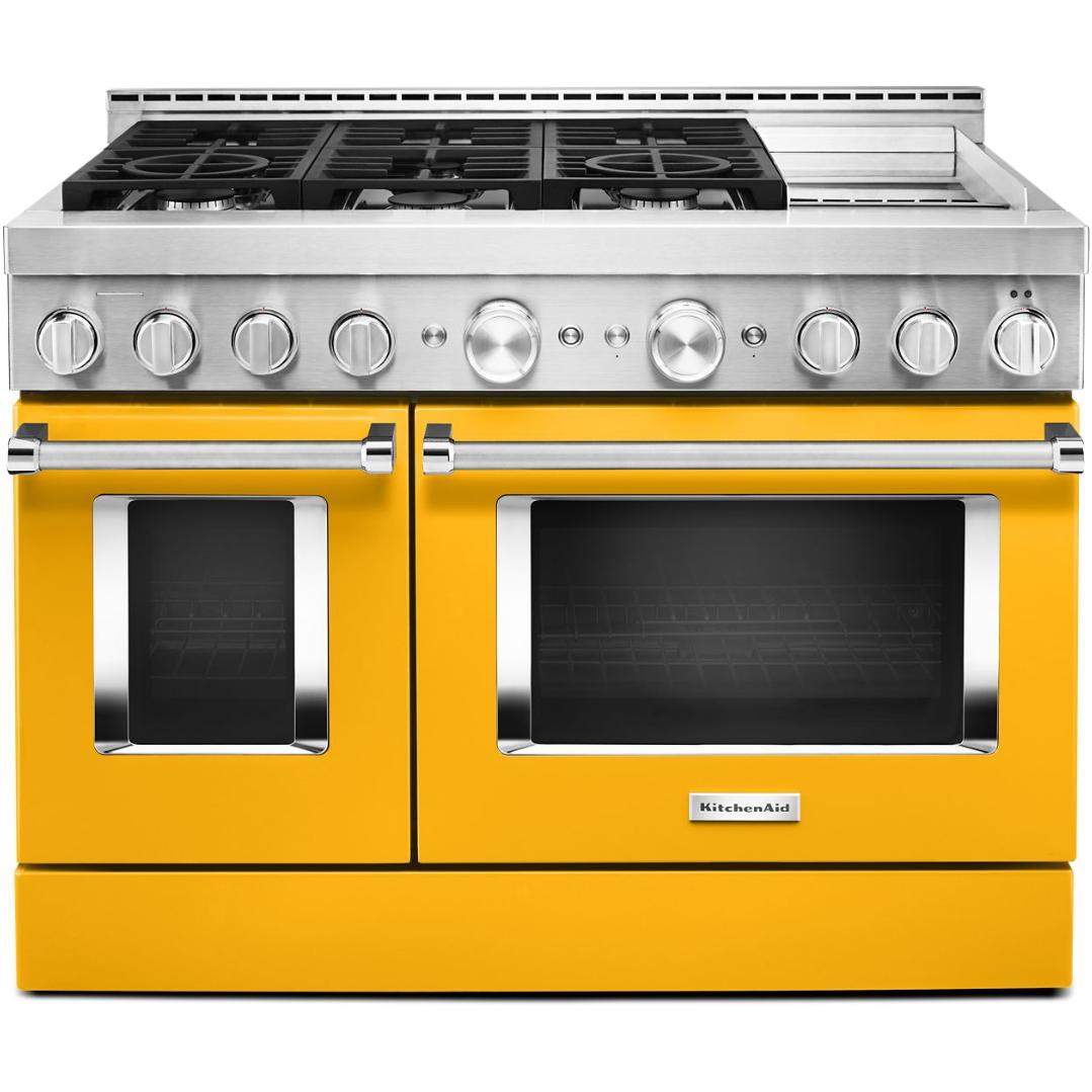 KitchenAid 48-inch Freestanding Gas Range with Even-Heat? True Convection KFGC558JYP