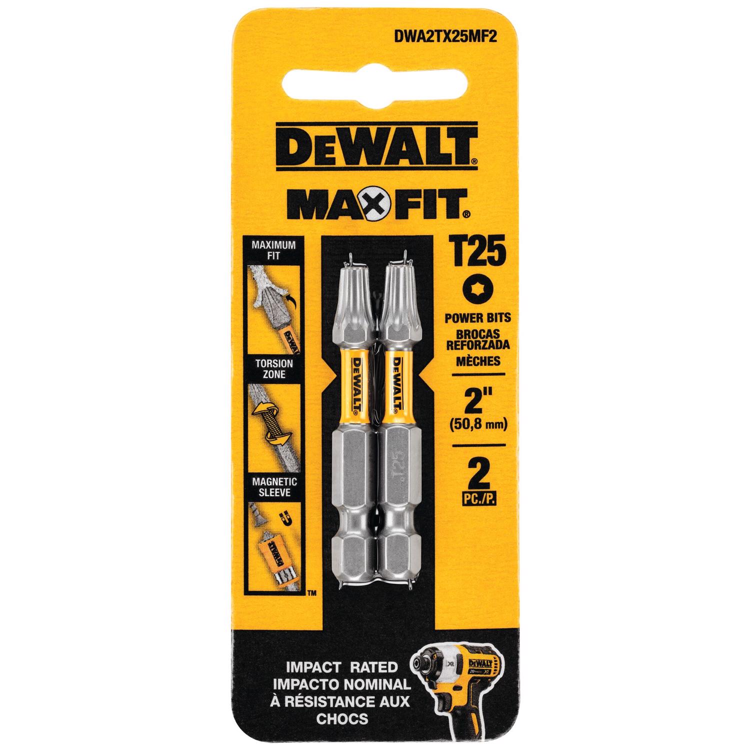 DW Max Fit Torx #25 X 2 in. L Screwdriver Bit Set Steel 2 pk