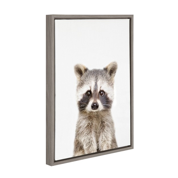 X 24 quot Sylvie Raccoon Framed Canvas By Amy Peterson Gray Kate And Laurel