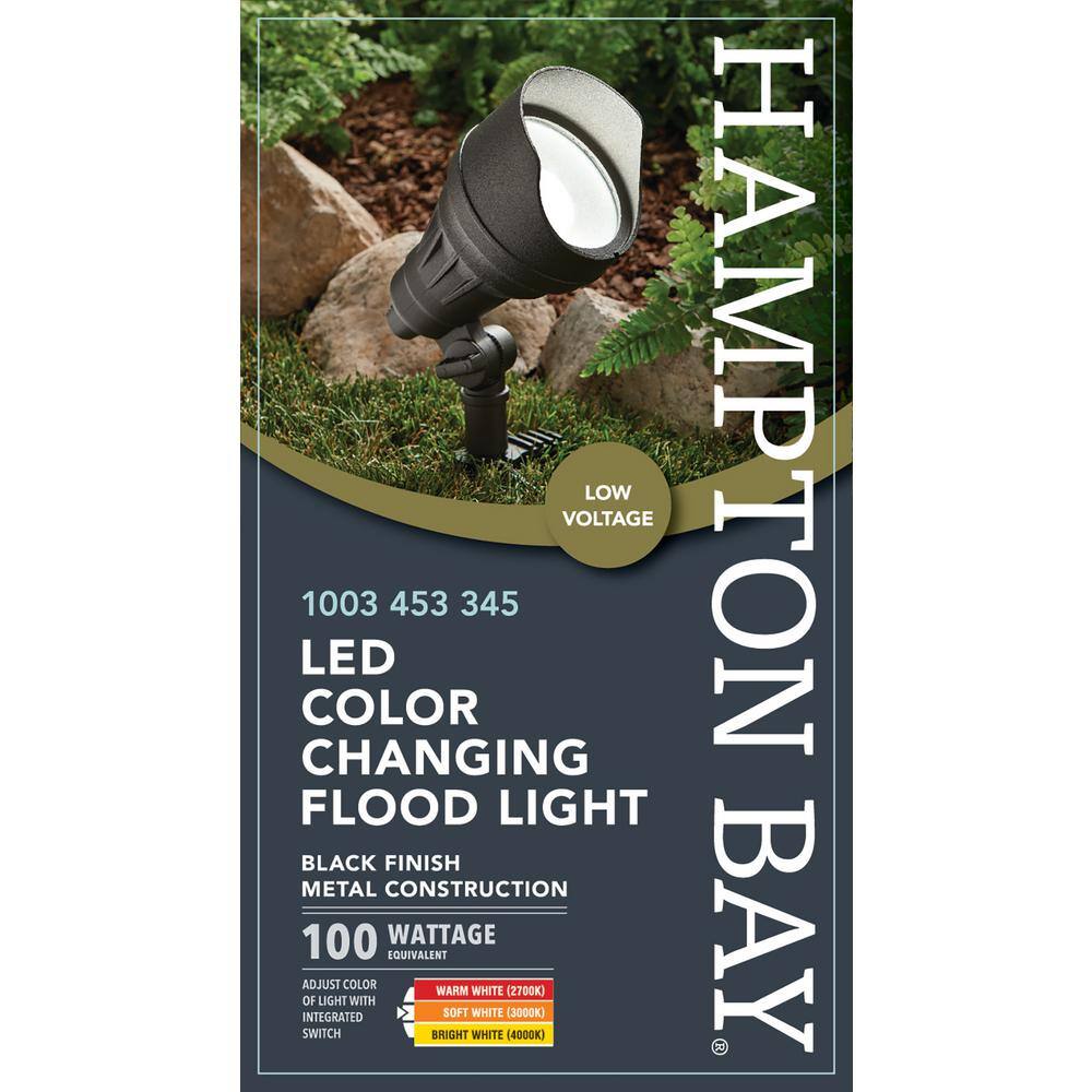 Hampton Bay 17-Watt Millennium Black Adjustable Light Color Outdoor Integrated LED Landscape Flood Light IWH1501LL-7