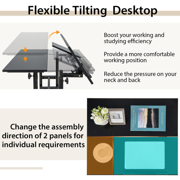 Costway 38794152 Mobile Stand up Computer Desk wit...