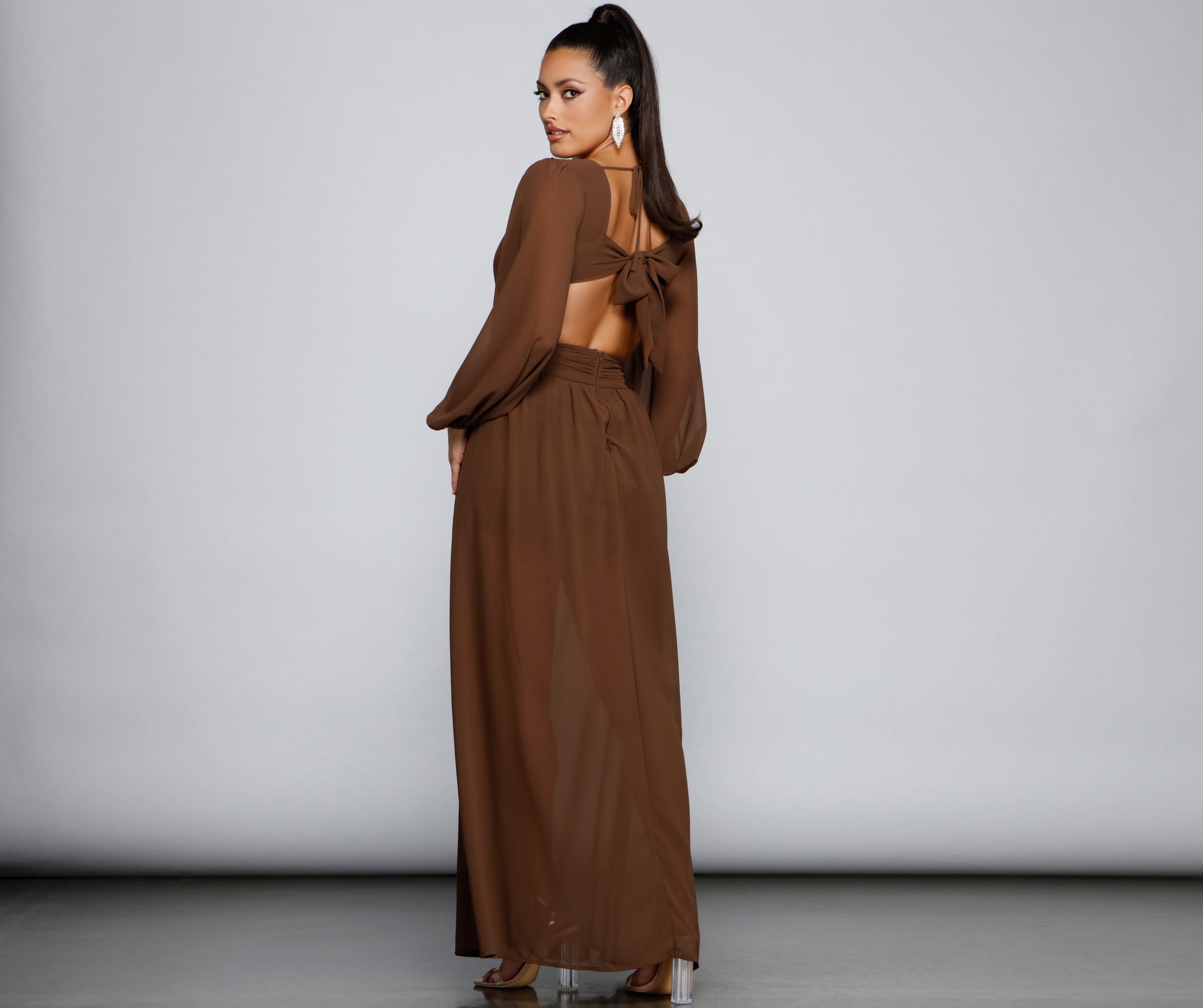 New Heights Chiffon Cutout Maxi Dress