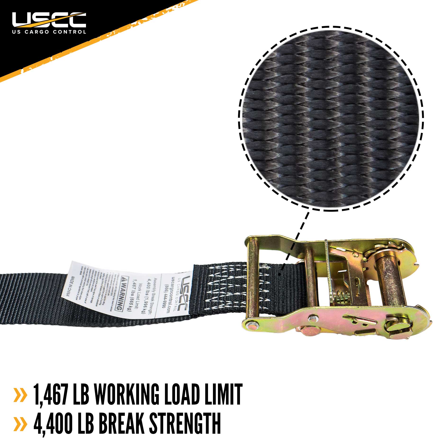 2" x 10' Black Endless Ratchet Strap