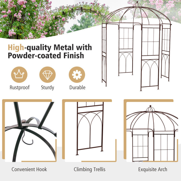 8.4 x 7 ft French Style Birdcage Shape Heavy Duty Gazebo, Pergola Pavilion Arch Arbor Arbour Plants Stand Rack for Wedding Outdoor Garden Lawn Backyard Patio,Climbing Vines,Roses