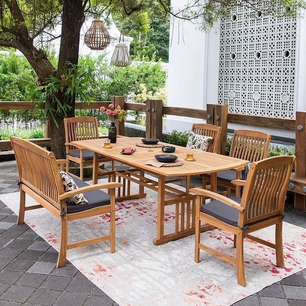 Cambridge Casual Leon 6Piece Teak Patio Extendable Dining Set