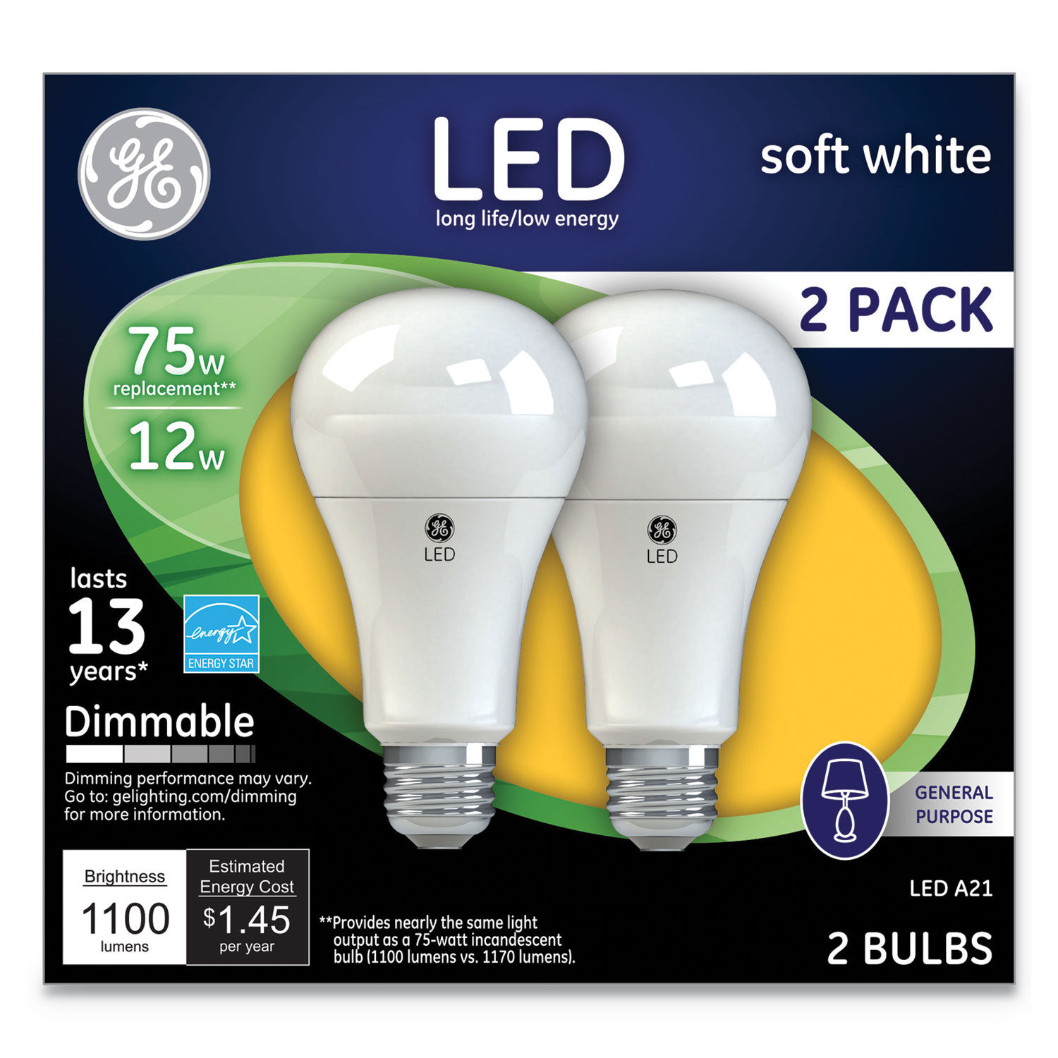 LED Soft White A21 Dimmable Light Bulb by GE GEL65943