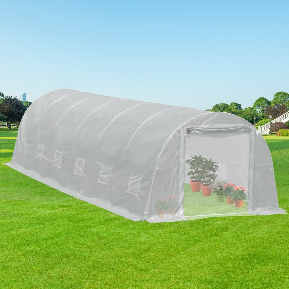 Aoodor Patio Greenhouse Heavy Duty Frame Portable Hot House with 1 Zippered Screen Doors