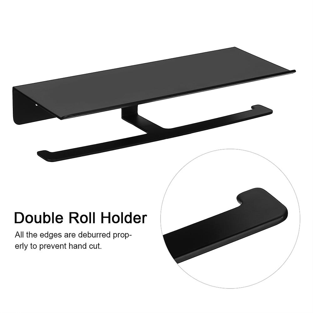 Space Aluminum Wall Mounted Bathroom Double Roll Holder Paper Rack Tissue Holder Organizer